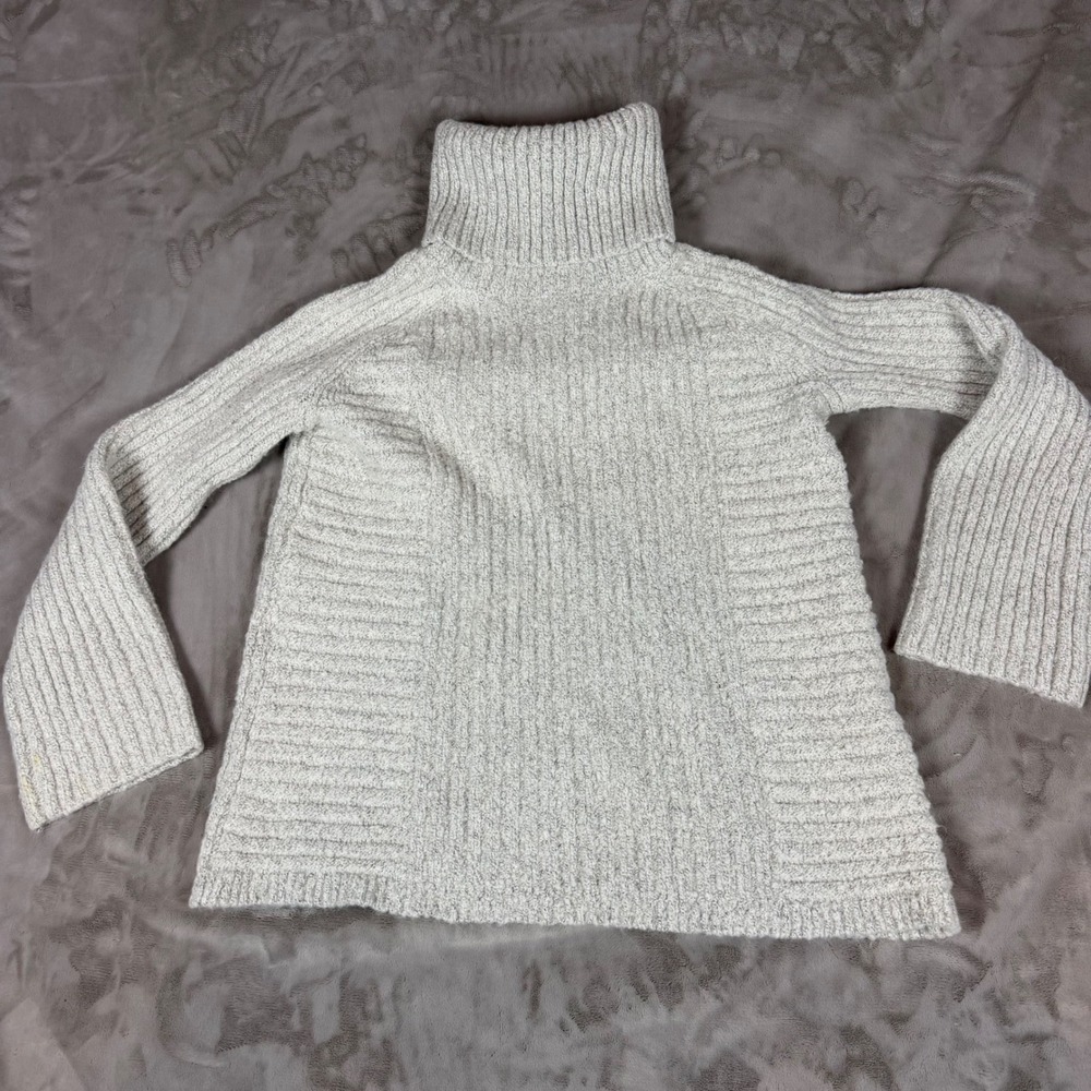 Simply Vera Vera Wang Womens Gray Metallic Ribbed Turtleneck Sweater Size L